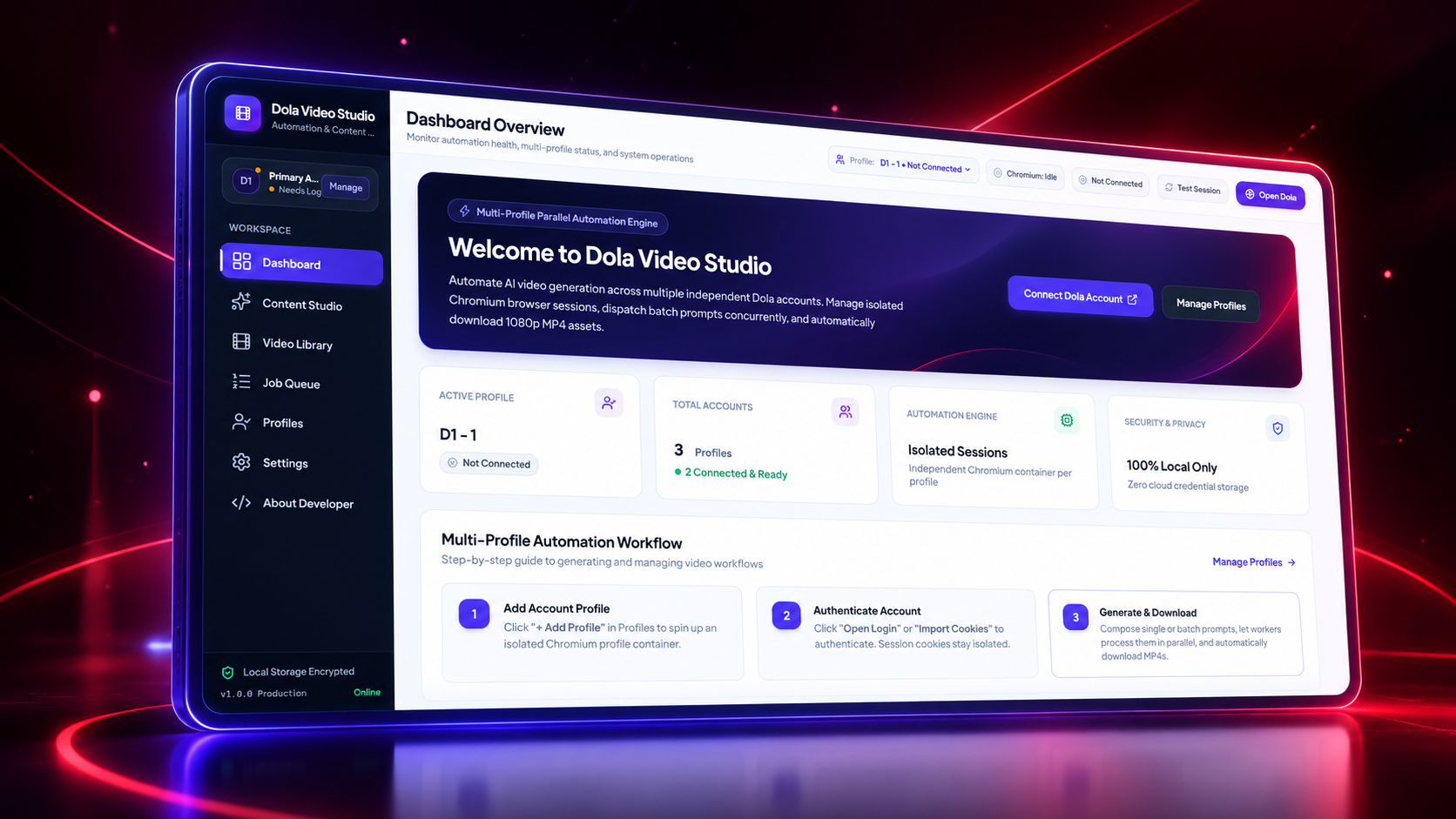 Dola AI Video Studio interface
